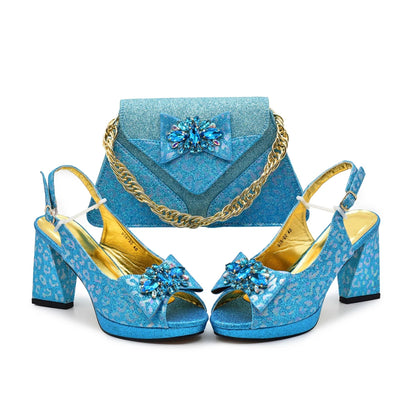 African Matching Shoes and Bags for Party Nigerian Ladies Super High Heels Sandals for Party Elegant Heeled Shoes for Women