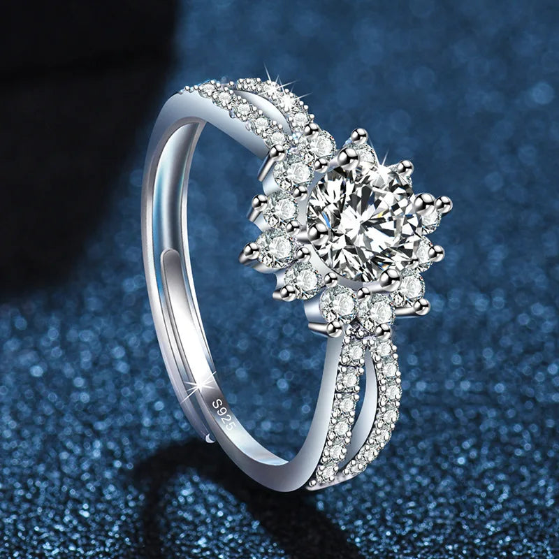 Original 925 Sterling Silver Ring High Quality Adjustable Opening AAA Zircon For Women Wedding Fine Fashion Jewelry Gift