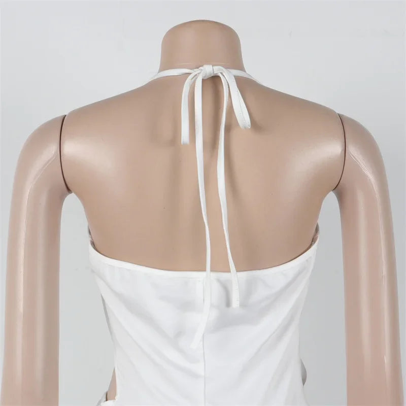 Doyerl Halter V-neck Backless One Piece Jumpsuit Women Sexy Hollow Out Sleeveless Night Club Outfits Birthday Rompers Overalls