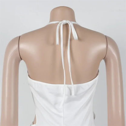 Doyerl Halter V-neck Backless One Piece Jumpsuit Women Sexy Hollow Out Sleeveless Night Club Outfits Birthday Rompers Overalls