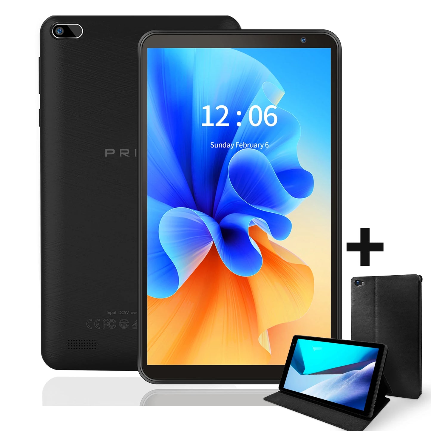 PRITOM 7 Inch Tablet PC 32 GB Android 13 with Quad Core Processor HD IPS Display Dual Camera WiFi with PU Protective Case