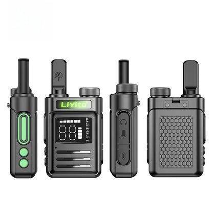 Mini Walkie Talkie 2 Pack Rechargeable Long Range Two Way Radio Type-C Charging 16 Channels Clear Audio for Business Outdoor