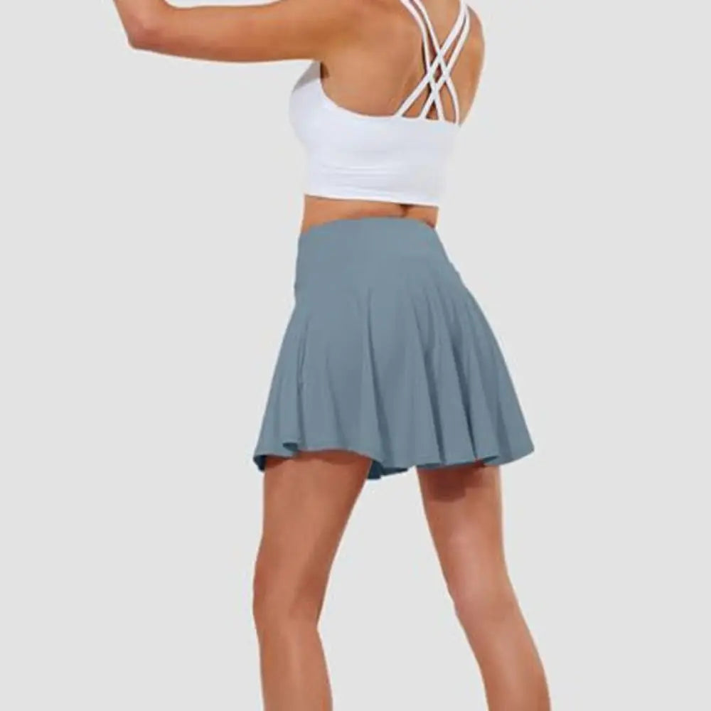 Pleated Tennis Skirts Tummy Control with Shorts Pockets Golf Skorts Moisture Wickin Crossover Style Athletic Skirts Women