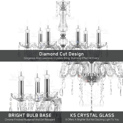 Elegant 6 Chandelier Lighting Modern Crystal Lights Kitchen Chandeliers Light Ceiling Pendant Lamp Transparent Color