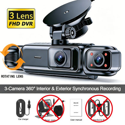 4 Channel 360° Dash Cam Black Box for Car Video Recorder DVR Camera FHD 1080P Night Vision Loop Recording 24H Parking Monitor