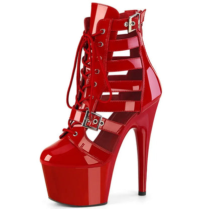 New Roman Hentian high lace-up short boots 13cm 15cm 17cm pole dance high heels fashionable and sexy waterproof platform boots