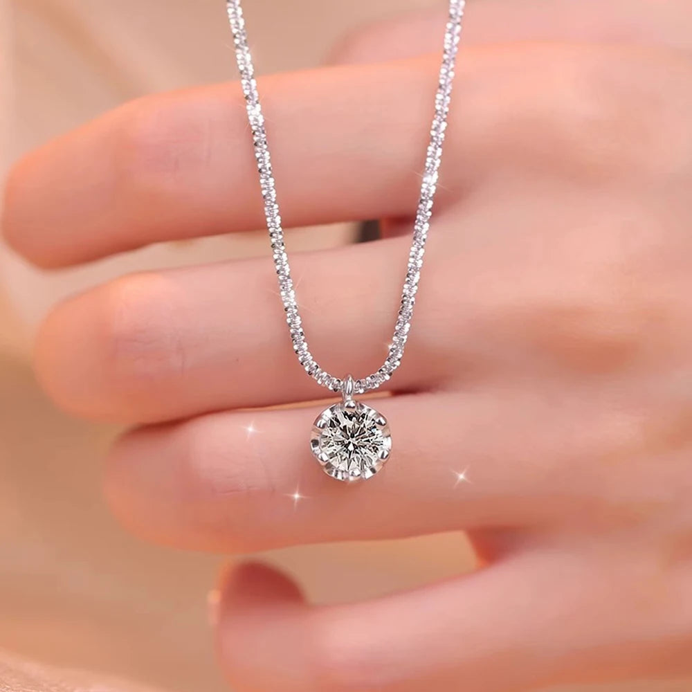 Moissanite Necklaces for Women 925 Sterling Silver Sparkling Cauliflower Chain with 2CT Diamond Pendant Dainty Jewelry Gift