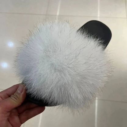 Women's Fluffy  Slides Fashion Plush fluffy Flat Sandals Casual Indoor Outdoor Beach Casual Slippers