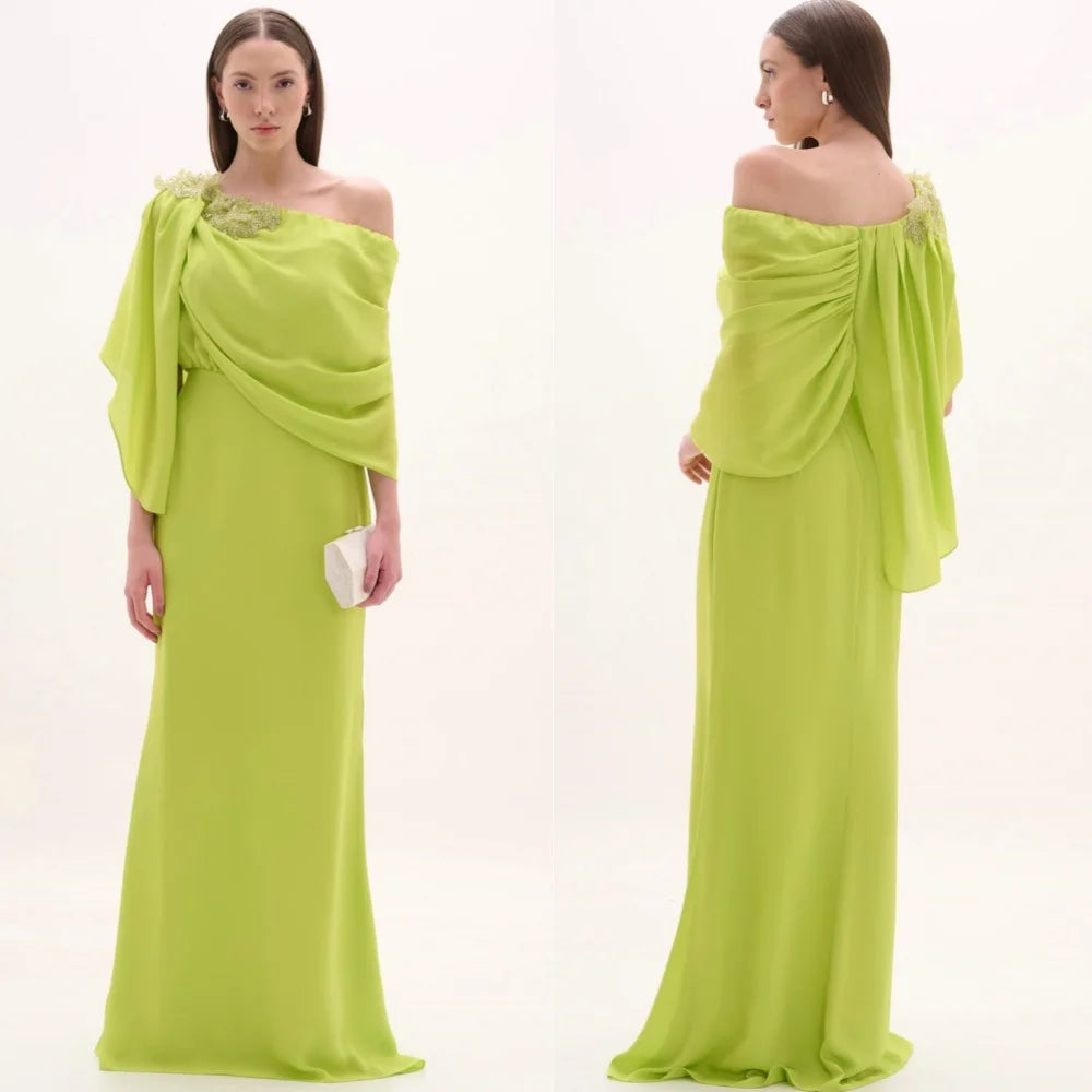 Customized Price AdjustmentJersey Sequined Ruched Christmas A-line One-shoulder Bespoke Occasion Gown Long Dresses