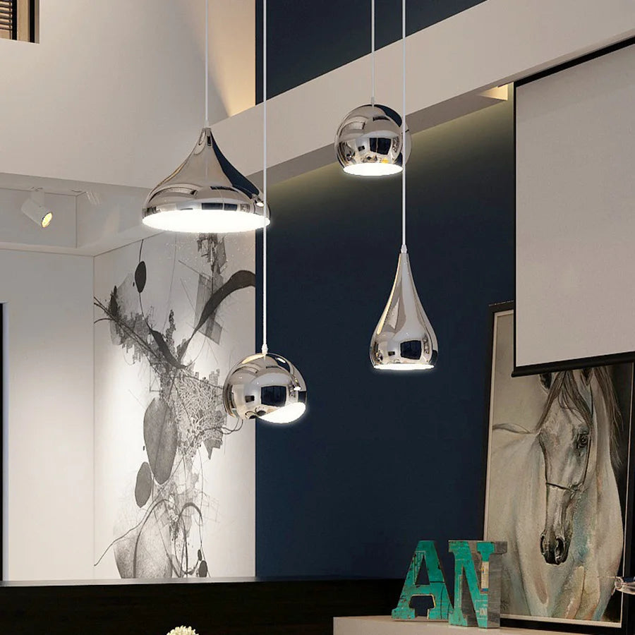 Nordic Plating Sliver Globe Ball Mirror Pendant Lights E27 Iron Hanging Lamp luxury Silver Brass Art Kitchen Hotel Pendant Lamp
