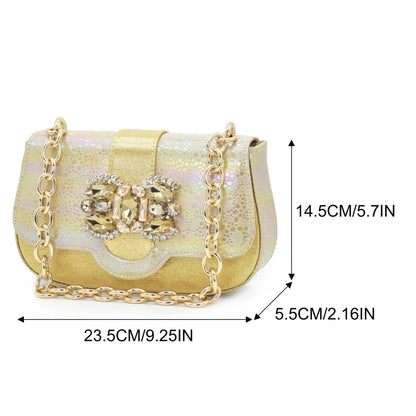Nigerian Heel Party for Women Gold Color Shoes and Bag Set Rhinestone Handbag Italian Design Wedding Pumps Women Shoes Luxury