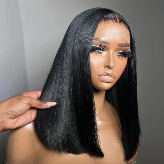 BOB Lace Front Wig Human Hair Straight 200% Full Density 13x4 HD Transparent Lace Frontal Wigs Bob Hair Lace Front Wig For Women