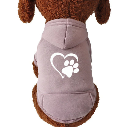 Autumn and Winter Pet Clothes Warm Doggy Clothing Puppy Sweatshirt Sport Pocket Hoodies for Small Dogs Cats Soft Fleece Sweater