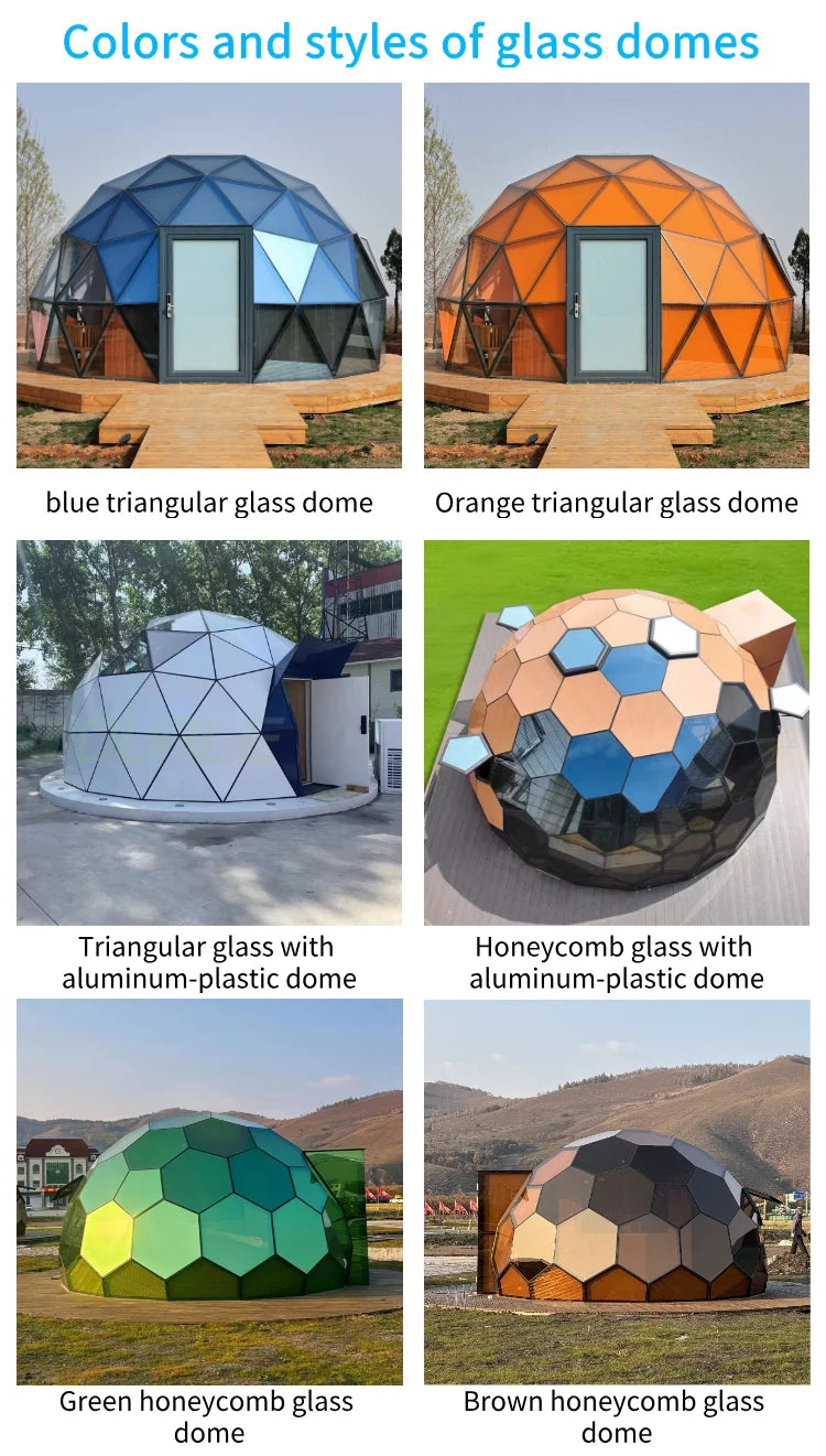 Four-Season Glass Dome Geodesic Camping Tent Igloo Style Glass Panels One Bedroom Living Room UV-resistant/Fireproof for