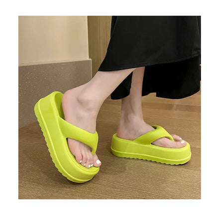 Kidmi Women Heel Sandals Women Heel Flip-flops Summer Thick Sole EVA Beach Slides For Women Fashion Soft Platform Cloud Slippers