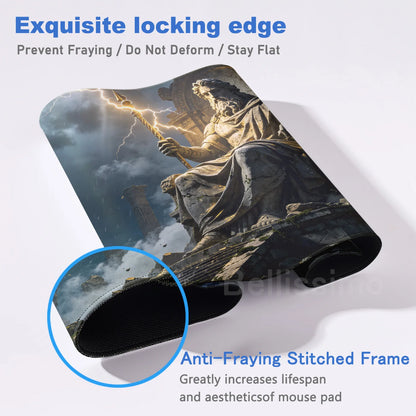 Black Majestic Sculpture Mouse Pad Large Desk Accessories Desk Pad Rubber Base Edge Mousepad Non-Slip Mousepad for Office