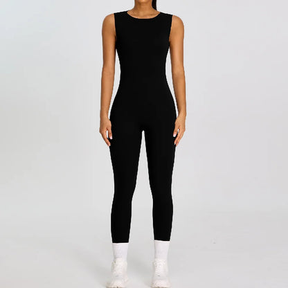 Summer Women Sleeveless Back Hollow Jumpsuit Fitness Sport Bodysuit Yoga Clothing Female Breathable Gym Overalls Workout Clothes