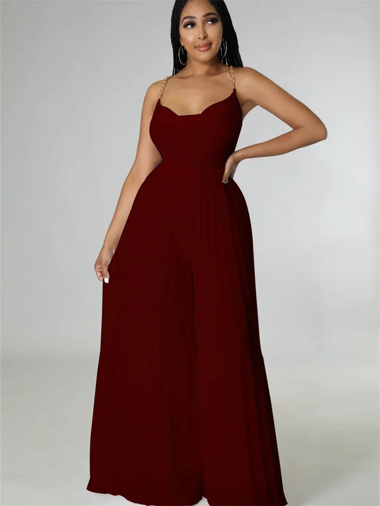 Wmstar Summer Jumpsuits Women Backless Sleeveless High Temperature Pleated Solid Wide Leg Rompers Wholesale Dropshipping 2025