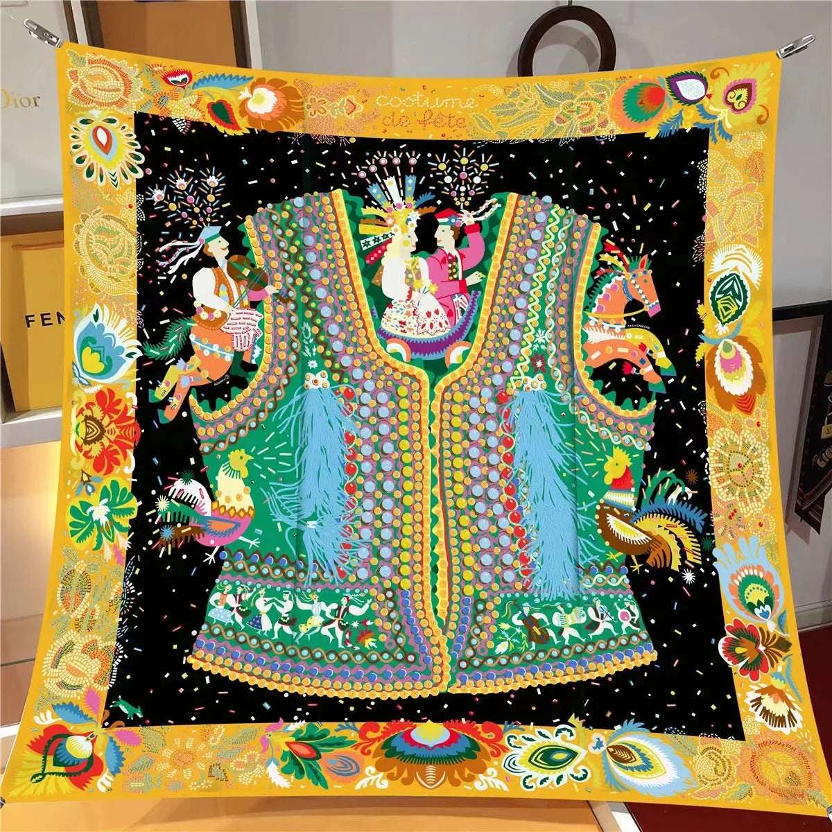 【2025 New】90x90 Twill Silk Square Scarf for Women - French Retro Niche Bustier Shawl Scarf - Stylish Fashion Wrap Accessory