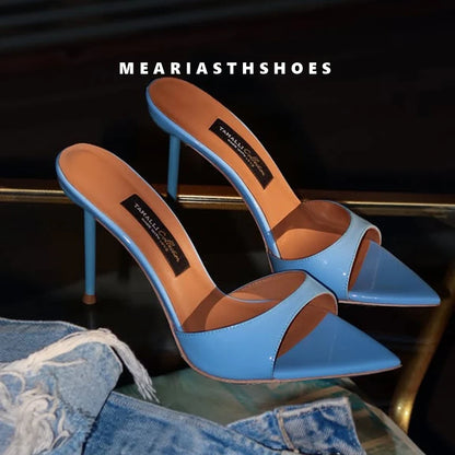 Super-high Heel Slippers Women Shoes Summer Peep Toe Mixed Colors Stiletto Sandals Sexy Party Ladies Shoes Luxury Woman Pumps