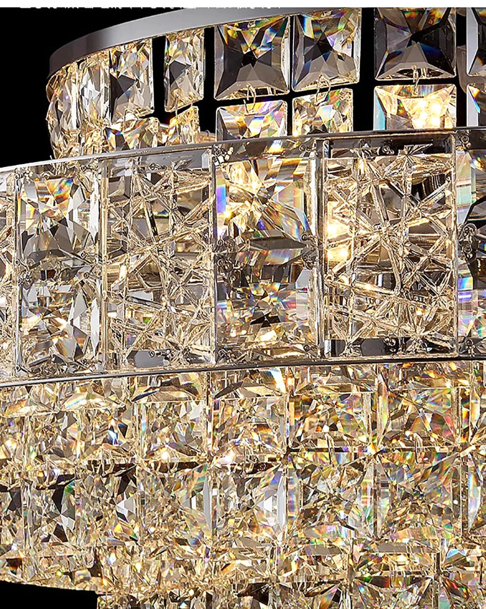 Luxury Glittering Crystal Long Pendant Lights Modern Lustres LED Oval Hanging Lamps for Ceiling Home Decor for Dining Room