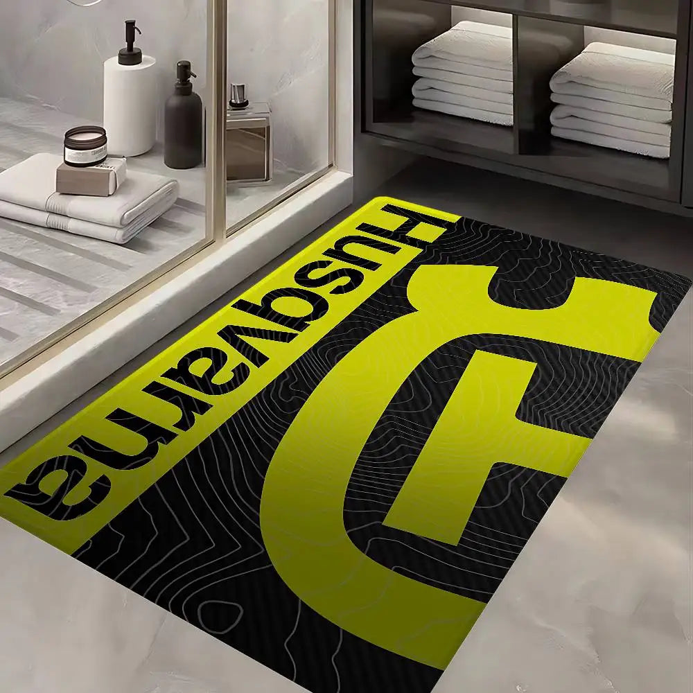 H-Husqvarna Logo Floor Mat INS Style Soft Bedroom Floor House Laundry Room Mat Anti-skid Household Carpets
