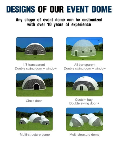 Luxury Geodesic Dome Tent Kit, PVC Canvas Steel Frame Igloo House, Outdoor Glamping Hotel Tent for Resort Garden