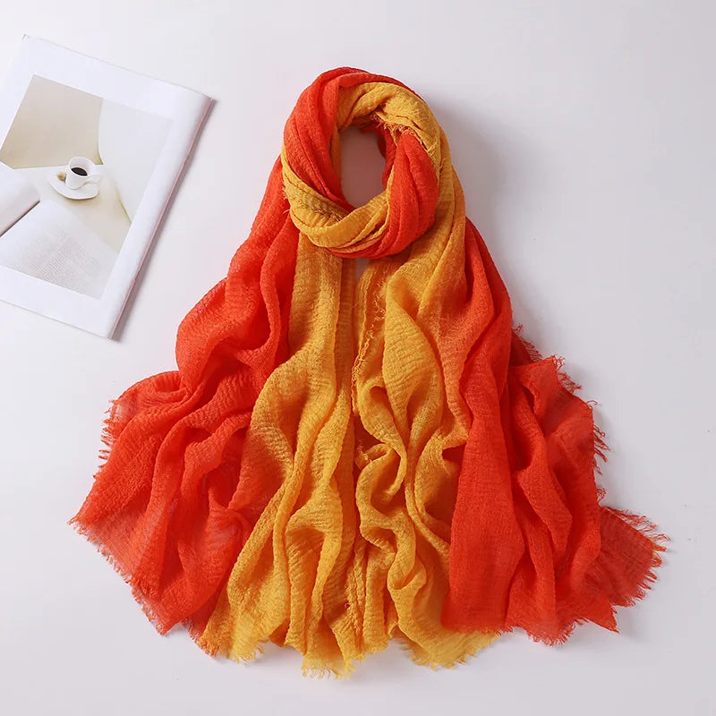180*90cm Gradient Cotton Linen Women Muslim Hijab Scarf Woman Islamic Arab Shawl Wrap Head Scarves Ready To Wear Headscarf