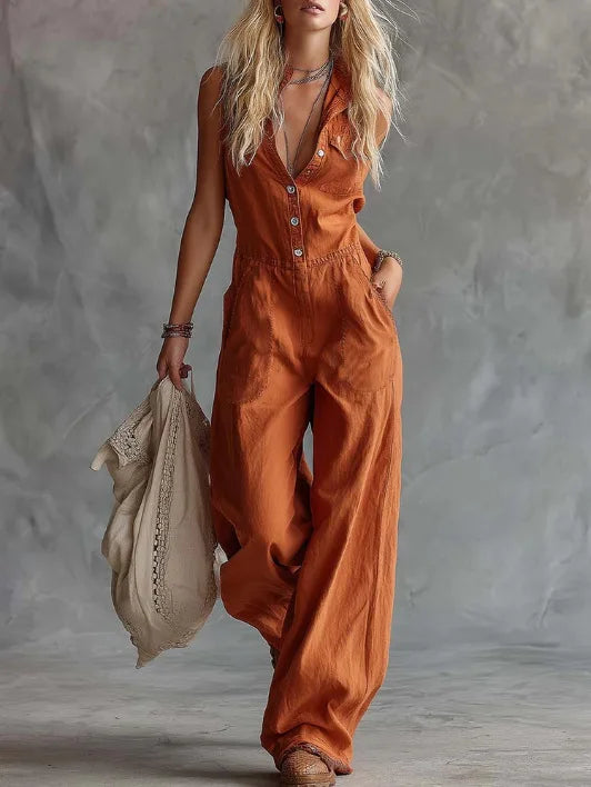 Jumpsuits Women One Piece Sleeveless Overalls Long Pants High Waist Turn Down Collar Rompers Y2k Streetwear Jumpsuit Work 2026