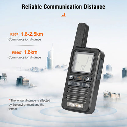 Retevis RB667 Walkie Talkie 2pcs/4pcs PMR446/FRS Portable Type-C Lincense-free Two Way Radio 1.44 Inch LCD Display for Camping