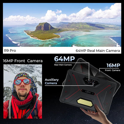HOTWAV R9 Pro Global Dual 4G Rugged Tablet 11'' FHD+ 2K Large Display 20080mAh Massive Battery 20W Fast Charging Pad Android 14 6GB RAM 256GB ROM/2TB Expansion 64MP+16MP Camera Global 4G Tablet PC With Super Camping Light