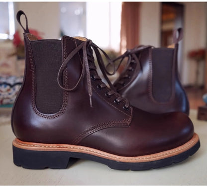 Goodyear-Head Cowhide Overalls Boots Biker Boots for Men