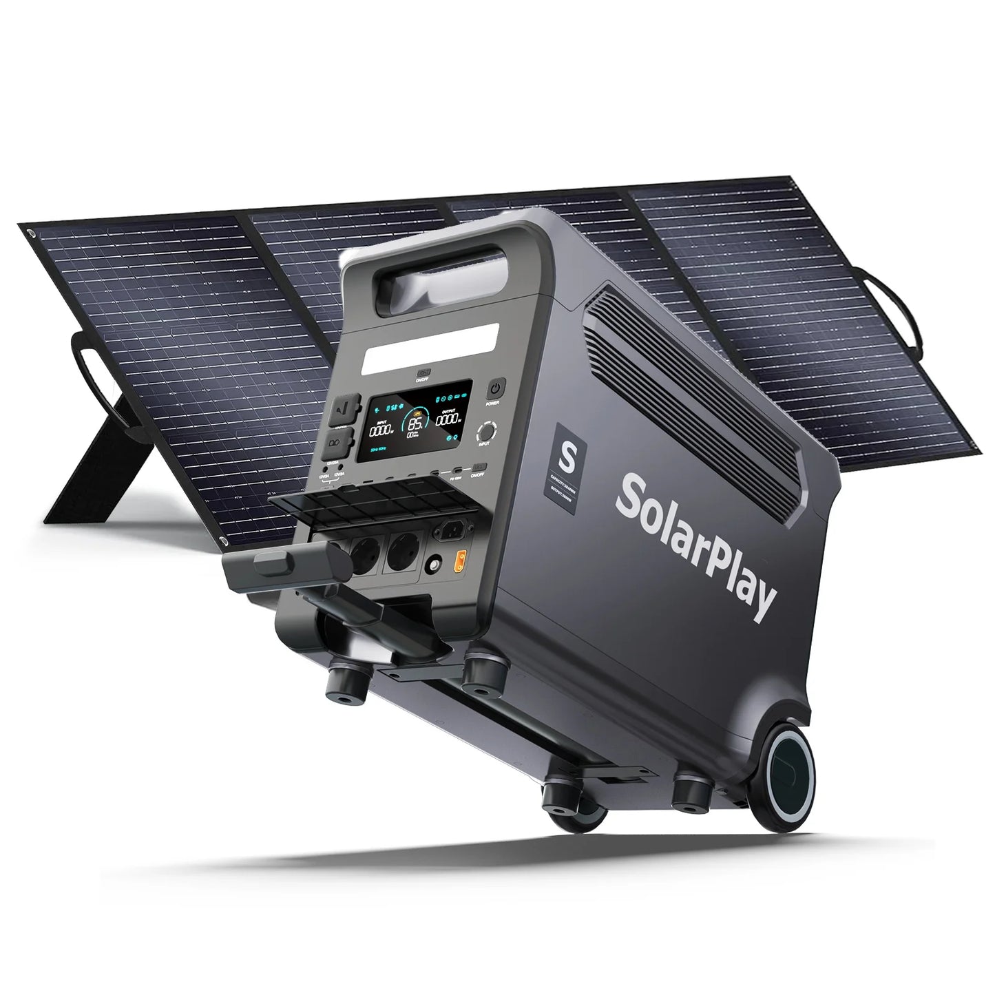 SOLARPLAY 3600W Portable Power Station 3840Wh Large Capacity Emergency Backup Power Q3600 Supply 400W Foldable Solar Panel Kit for Outdoor Camping RV Off-Grid Use