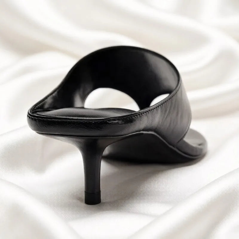 Fashion Brand High Heels Slippers Women Square Toe Concise Casual Beach Sandals Female Summer Elegant Flip Flops Ladies Slides