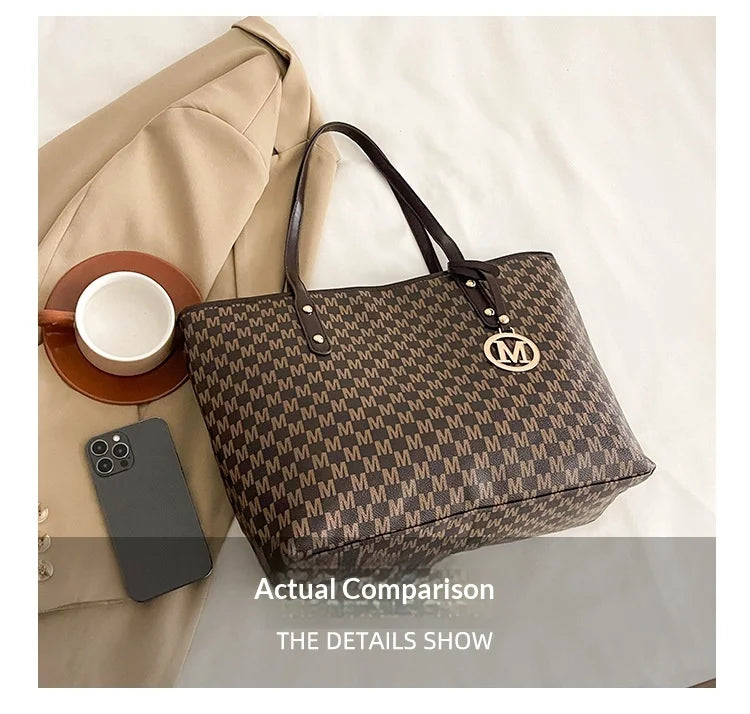 Large Capacity Commuting Tote Bags Fashionable Printed Pu Leather Handbag for Women College Students Class Handbags Shoulder Bag