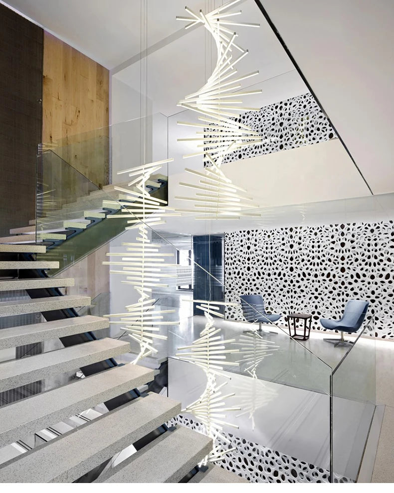 Modern LED Ceiling Chandelier Lights Nordic Luxury Pendant Lights for Living Dining Room Fish Bone Design Dimmable Hanging Lamp