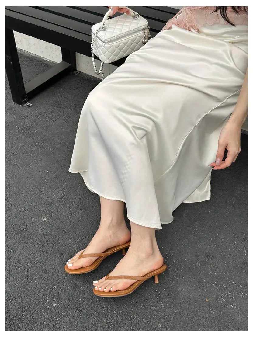 2026 New Summer Thin Heels Slippers Sandals Narrow Band Slides Ladies Shoes Fashion Women Pumps Flip Flops Luxury Slippers Shoes