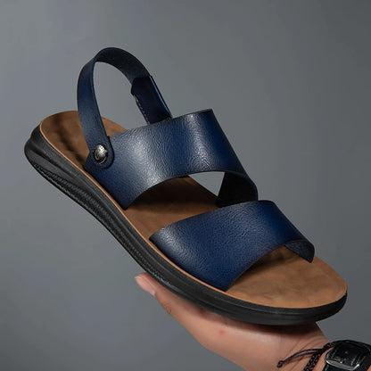 Male Luxury Sandals Male Leather Classic Men Slippers Beach Shoes Comfortable Walking Roman Sandals Outdoor Mens Slip on Shoes