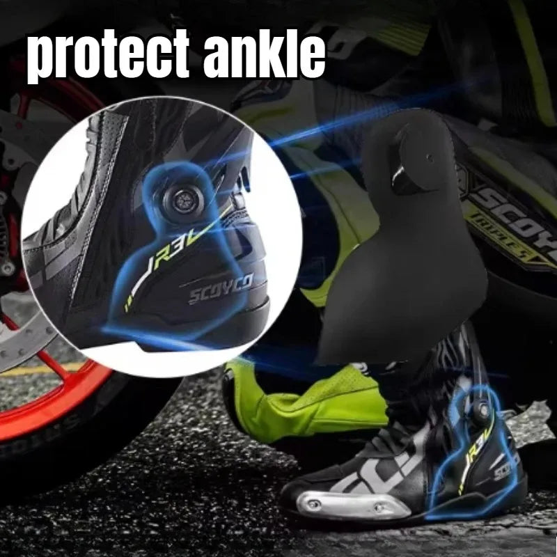 MR003 Knee-High Motorcycle Boots for Men Women Off-Road Highway Riding Durable Anti-Slip Sole Ankle Support All-Terrain Grip