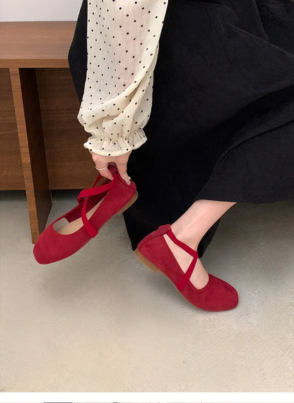 Ladies Ballet Shallow Flat Shoes Women's Retro Mary Jane Shoes Luxury Soft Sole Shoe Women Cross Strap Flats Zapatos Mujer 2025