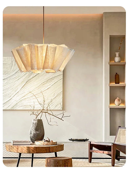 Japanese Wabi-Sabi Style Fabric Chandeliers Medieval Vintage Tea Room Restaurant Pendant Lights Lighting Bedroom Lustre Lamps