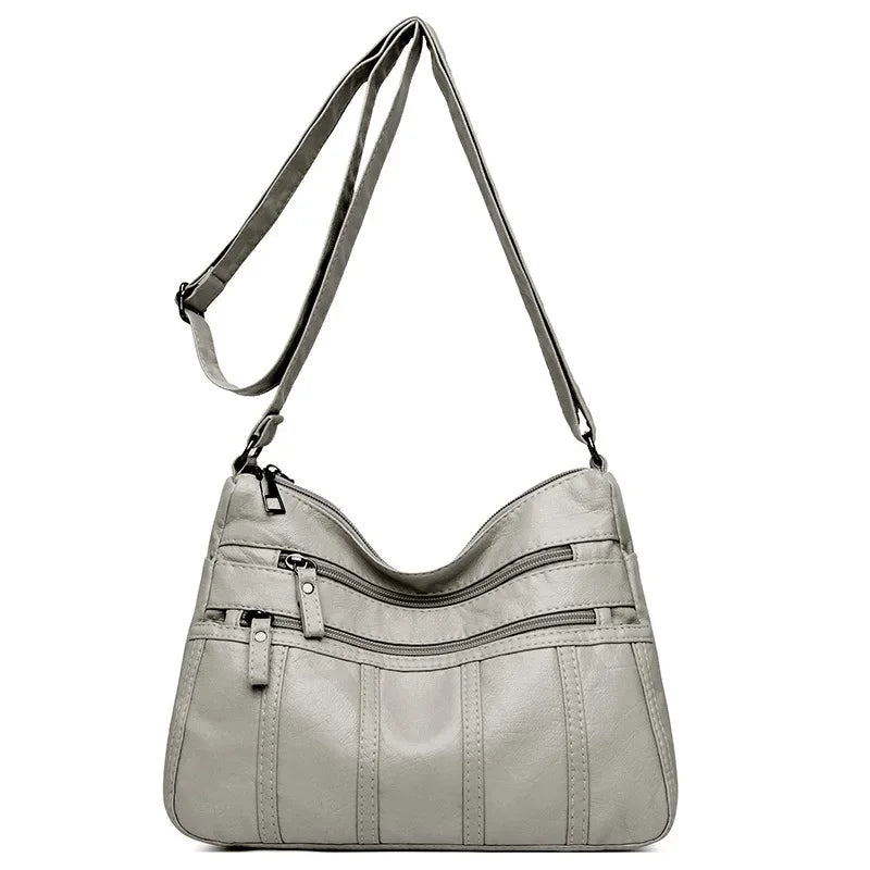 Fashion Soft Leather Crossbody Bags for Women 2026 Casual Female Multi Pocket Messenger Bags Retro Handbags Ladies Shoulder Bags