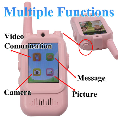 Kid's Video Walkie Talkie with Audio Message Sending and Photo Taking Long Range 2 Way Radio for Camping Christmas Gifts