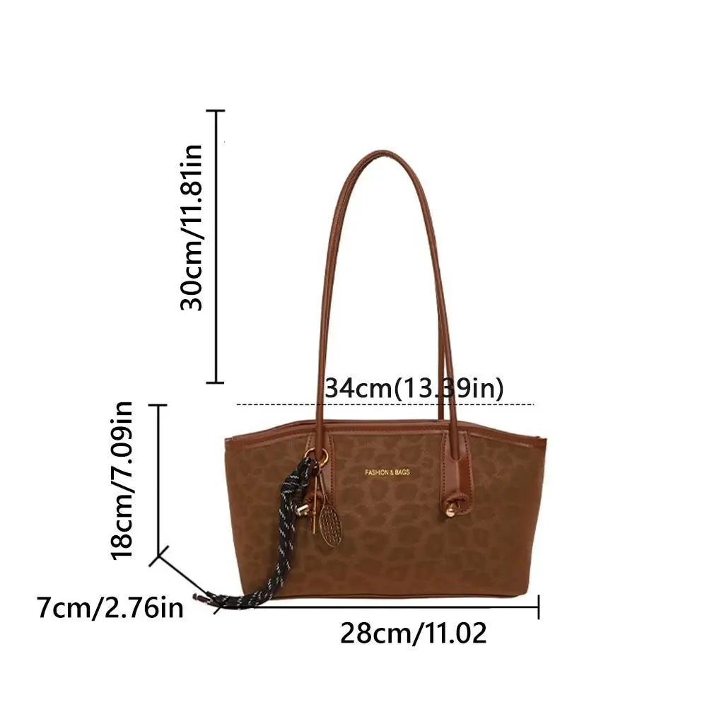 Luxury Design Leopard Print Underarm Shoulder Bags Large Capacity Retro Tote Bag PU Leather Women's Handbags Travel