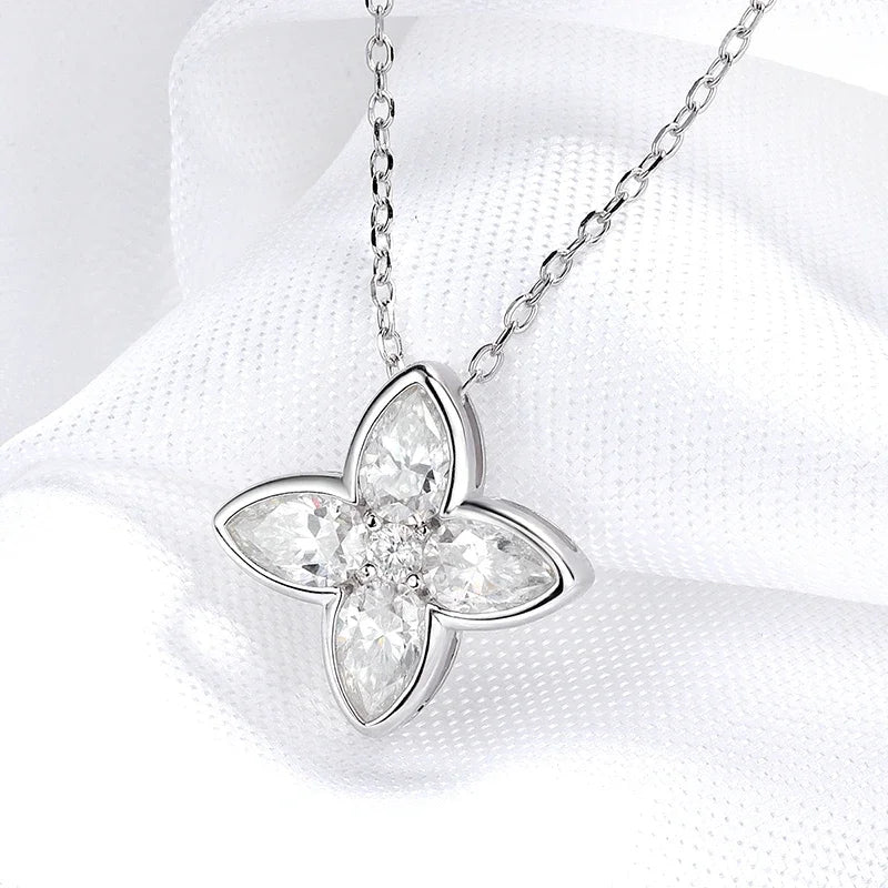 QIBAOKU Pear Cut 4*6mm Moissanite Necklace Pendant for Women Classic 5 Gems Jewelry S925 Sterling Silver Plated 18K Chain 2026