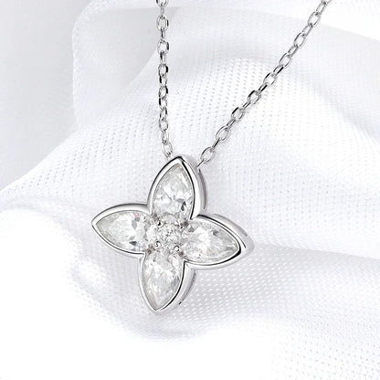 QIBAOKU Pear Cut 4*6mm Moissanite Necklace Pendant for Women Classic 5 Gems Jewelry S925 Sterling Silver Plated 18K Chain 2026