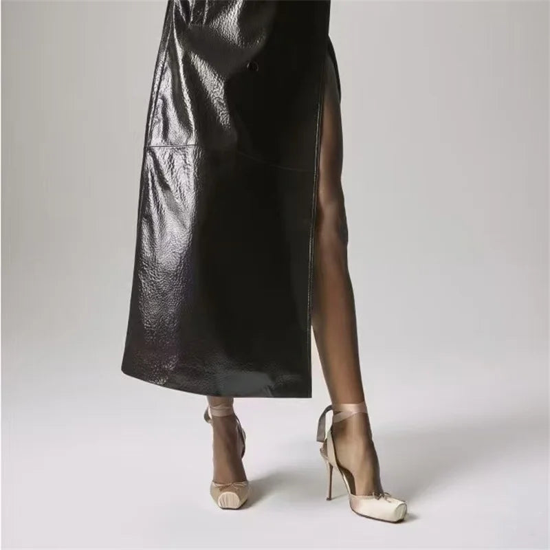 Luxury Design Woman Sandals 2025 Summer High Quality Square Satin High-heeled Female Shoes With Ankle Straps Wedding Flip Flops