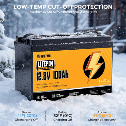 RVPOZWER,12.8V/100Ah Lithium Iron Phosphate Storage Accumulator,Shockproof Long Cycle Rechargeable Portable Battery Integrated BMS,Ideal For Caravan,Sailing Boat,Travel Car,Remote Cabin Off-Grid Power,Household Standby Electr