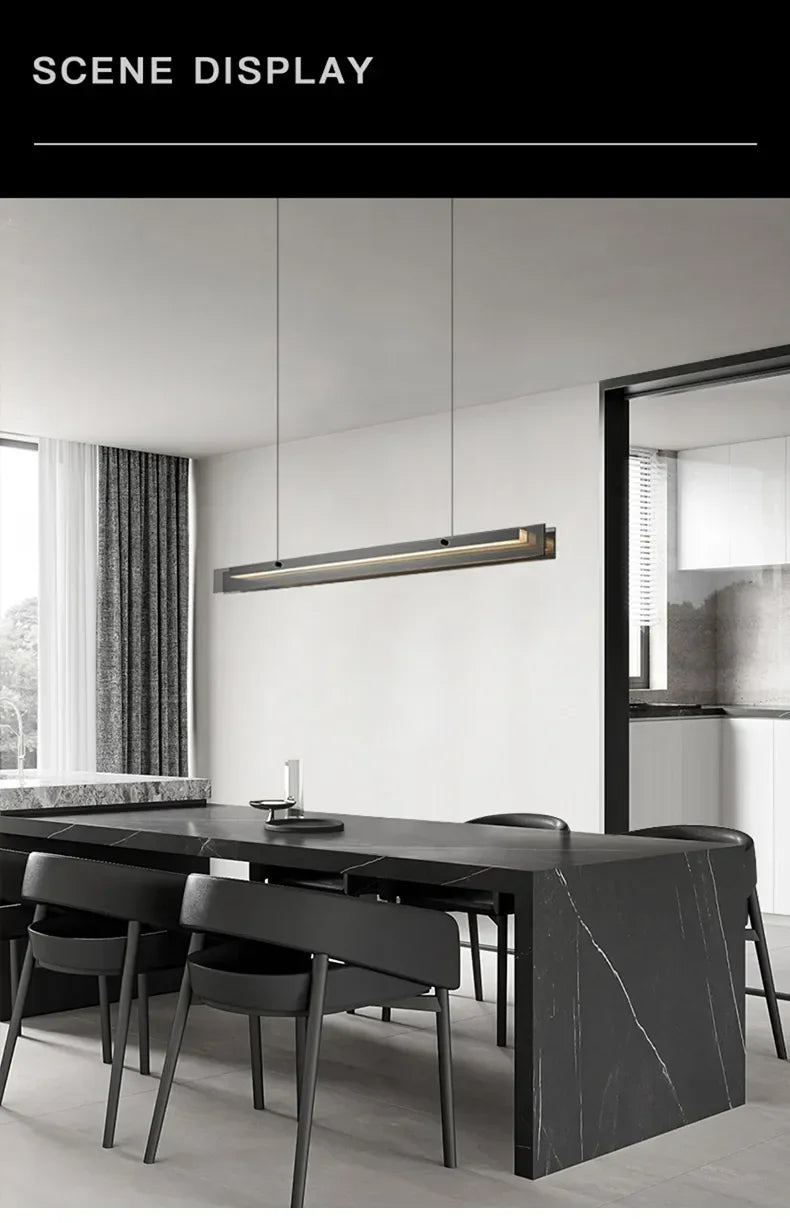 Nordic Long Glass Ceiling Chandelier Dimmable for Table Dining Room Kitchen Island Office Pendant Lights Decor Hanging Fixture