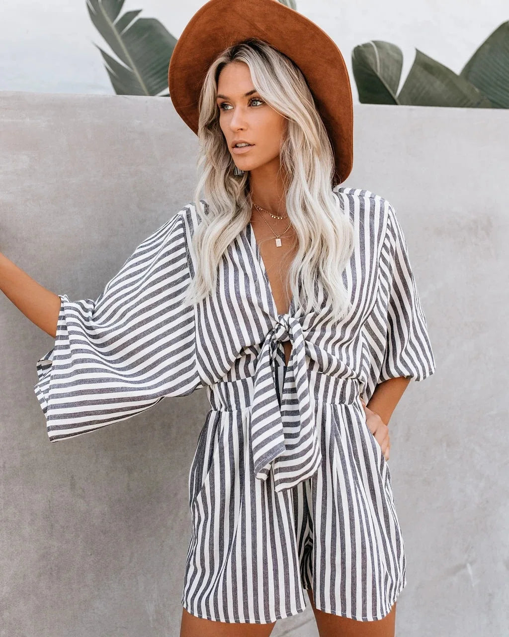 Summer Print Jumpsuit Women Rompers Sexy V Neck Short Sleeves High Waisted Wide Leg Shorts Trousers Casual Loose Jumpsuit Y2k